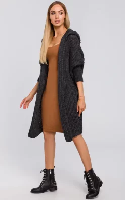 Hot Sale ⭐ MOE Oversized Hooded Cardigan In Graphitte ????