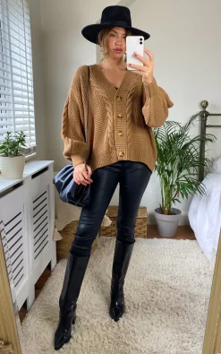 New ???? URBAN TOUCH Cable Knit Over Size Cardigan Camel ???? -Aftershock London Shop unnamed file 1454