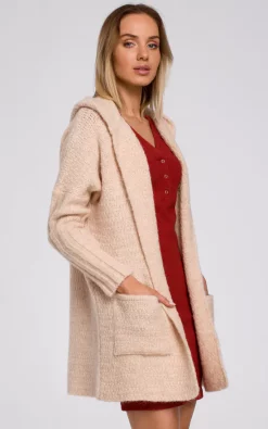 Promo ???? MOE Comfortable Chunky Knit Hooded Cardigan In Beige ???? -Aftershock London Shop unnamed file 1459