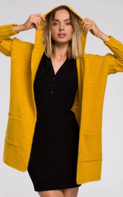 Discount ⭐ MOE Comfortable Chunky Knit Hooded Cardigan In Yellow ???? -Aftershock London Shop unnamed file 1464