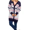 Buy ???? MOE ???? Christmas Cardigan With Buttons In Navy Blue White Colour ????