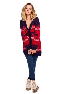 Best deal ???? MOE ???? Christmas Cardigan With Buttons In Navy Blue Red Colour ✨