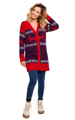 Flash Sale ???? MOE ???? Christmas Cardigan With Buttons In Red Navy Blue Colour ????