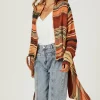 Cheapest ???? FS Collection Fringes Detail Cardigan In Rusty Red & Orange & Black ????