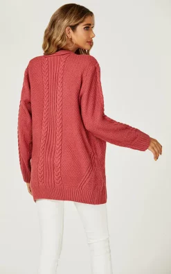 Flash Sale ???? FS Collection Midi Cable Knit Cardigan In Rusty Red ???? -Aftershock London Shop unnamed file 1501