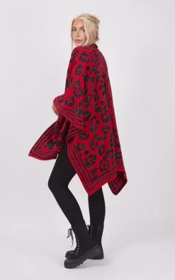 Coupon ???? Boutique Store Red And Black Animal Print Poncho One Size Fit (10 20) ❤️ -Aftershock London Shop unnamed file 1509