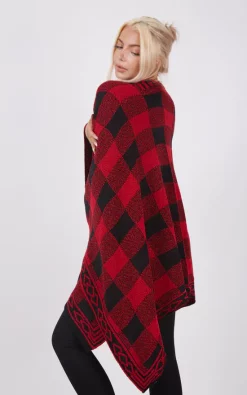 Hot Sale ???? Boutique Store Red And Black Check Print Poncho One Size Fit (10 20) ????