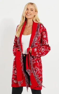 Promo ???? Threadbare Red Paisley Wrap Cardigan With Self Tie Belt ✨