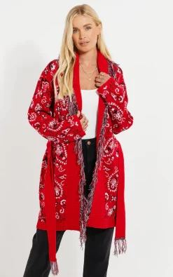 Promo ???? Threadbare Red Paisley Wrap Cardigan With Self Tie Belt ✨ -Aftershock London Shop unnamed file 1526