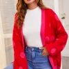 Best reviews of ???? FS Collection Chic Pink Polka Dot Pattern Cardigan Top In Red ????