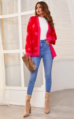 Best reviews of ???? FS Collection Chic Pink Polka Dot Pattern Cardigan Top In Red ???? -Aftershock London Shop unnamed file 1530