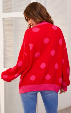 Best reviews of ???? FS Collection Chic Pink Polka Dot Pattern Cardigan Top In Red ???? -Aftershock London Shop unnamed file 1531