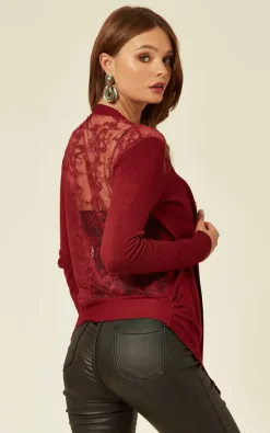 Wholesale ???? CY Boutique Long Sleeve Cardigan With Floral Sheer Back In Burgundy Red ???? -Aftershock London Shop unnamed file 1538