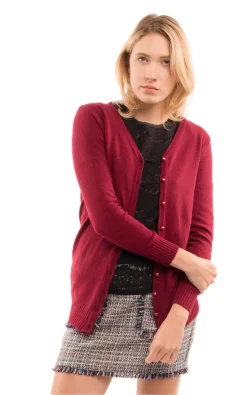 Hot Sale ???? CY Boutique Long Sleeve Button Up Cardigan In Burgundy Red ????