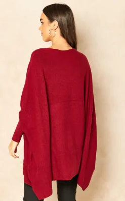 Promo ⭐ Aftershock London Knitted Poncho Jumper With Star Design In Wine ???? -Aftershock London Shop unnamed file 1562