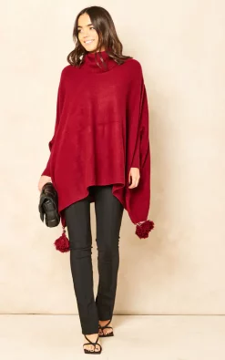 Deals ???? Aftershock London Roll Neck Knitted Poncho Jumper In Wine ❤️ -Aftershock London Shop unnamed file 1566