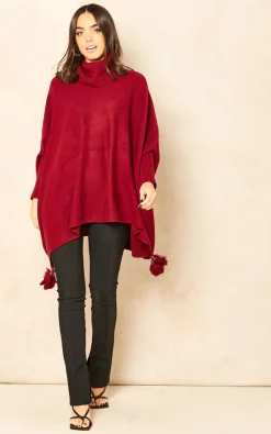 Deals ???? Aftershock London Roll Neck Knitted Poncho Jumper In Wine ❤️ -Aftershock London Shop unnamed file 1567