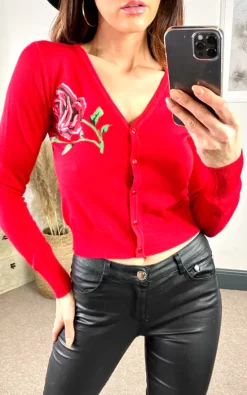 Cheap ???? Hearts And Roses London Rose Printed Cardigan In Red ???? -Aftershock London Shop unnamed file 1571