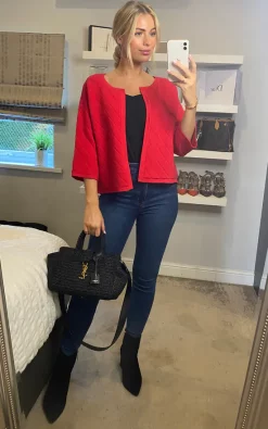 Flash Sale ???? CY Boutique Three Quarter Sleeve Cardigan With Diamond Design In Red ???? -Aftershock London Shop unnamed file 1582