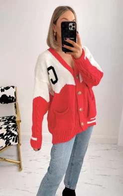 Budget ⌛ IKRUSH Jordyn Button Down Cardigan With Letter Detail In Red ???? -Aftershock London Shop unnamed file 1586