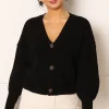 Best deal ???? One Nation Clothing Cropped Chunky Knit Button Cardigan In Black ????