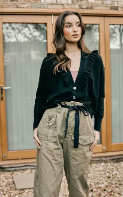 Budget ???? LAM V Neck, Frill, 3 Button, Cotton & Cashmere Cardigan In Black ???? -Aftershock London Shop unnamed file 188