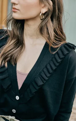 Budget ???? LAM V Neck, Frill, 3 Button, Cotton & Cashmere Cardigan In Black ???? -Aftershock London Shop unnamed file 189