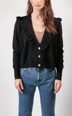 Budget ???? LAM V Neck, Frill, 3 Button, Cotton & Cashmere Cardigan In Black ???? -Aftershock London Shop unnamed file 190