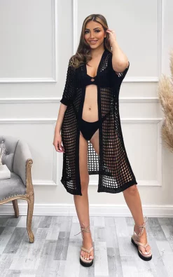 Hot Sale ???? IKRUSH Zelda Knitted Crochet Maxi Cardigan In Black ???? -Aftershock London Shop unnamed file 193