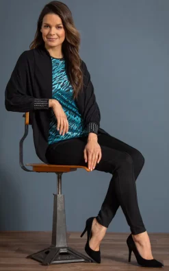 Wholesale ❤️ Klass Embellished Longline Knitted Cover Up Black ????