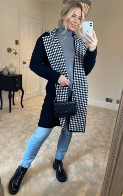 Best Pirce ❤️ KURT MULLER Black ???? Dogtooth Collar Trim Luxe ???? Coatigan ???? -Aftershock London Shop unnamed file 200