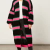 Coupon ???? Jenerique Multicolour Longline Cardigan In Black/Pink ????