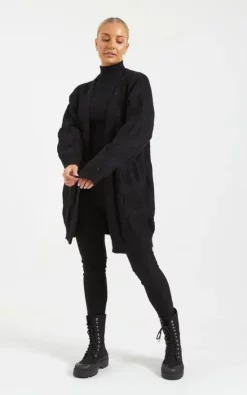 Promo ???? Pretty Moi Black Oversized Cable Knit Drop Shoulder Cardigan One Size Fit (10 16) ⭐ -Aftershock London Shop unnamed file 220