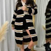 Buy ???? IKRUSH Vienna Long Length Stripe Knitted Cardigan In Black ????