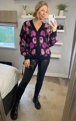 Promo ???? Yumi Floral Intarsia Brushed Cardigan In Pink ???? -Aftershock London Shop unnamed file 228