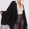 Cheap ???? Boutique Store Black Knitwear Tassels Poncho One Size Fit (10 18) ????