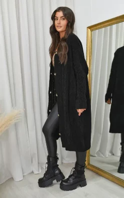 Hot Sale ???? IKRUSH Bonnie Long Length Button Down Knitted Cardigan In Black ???? -Aftershock London Shop unnamed file 25
