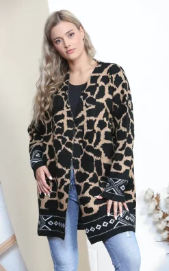 Wholesale ❤️ Lucy Sparks Black Giraffe Print Long Cardigan ????