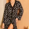 Buy ⭐ D.Anna Heart Print Button Down Ribbed Knit Cardigan In Black ????