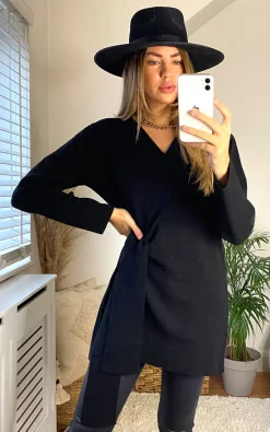 Outlet ???? Jenerique Knitted Wrap Cardigan In Black ✔️ -Aftershock London Shop unnamed file 298