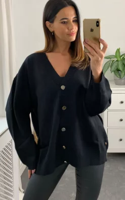 New ???? Malissa J Collection Oversized Button Cardigan In Black ❤️