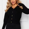 New ???? Girl In Mind Skylar Pleated Shoulder Cropped Cardigan Black ????