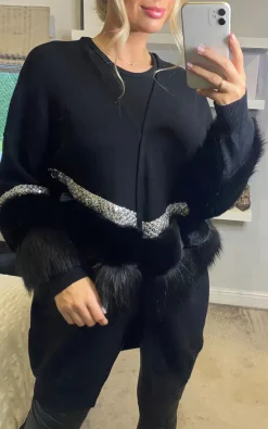 Best Sale ❤️ CY Boutique Faux Fur Embllished With Sequin Design Oversized Cardigan In Black ???? -Aftershock London Shop unnamed file 339