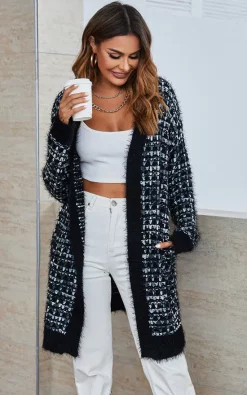 Coupon ???? FS Collection Black Boucle Check Cardigan In White Multicolour Speckles ???? -Aftershock London Shop unnamed file 347