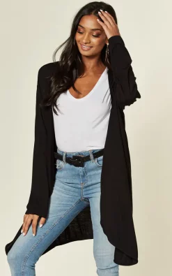 Cheap ???? Aftershock London Jersey Waterfall Cardigan In Black ????