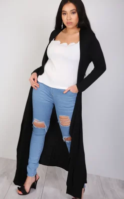 Best deal ❤️ Oops Fashion Long Waterfall Cardigan In Black ????