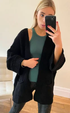 Best reviews of ???? IKRUSH Cara Longline Knitted Cardigan With Pocket Detail In Black ????
