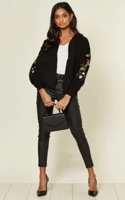 Cheapest ???? Hearts And Roses London Black Cropped Cardigan With Floral Sleeve Detail ???? -Aftershock London Shop unnamed file 371