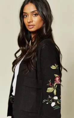 Cheapest ???? Hearts And Roses London Black Cropped Cardigan With Floral Sleeve Detail ???? -Aftershock London Shop unnamed file 372