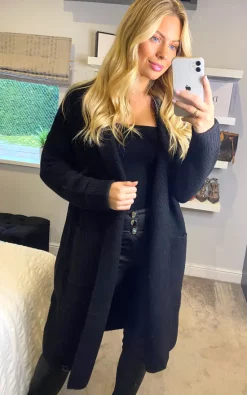 New ???? CY Boutique Oversized Boxy Rib Knit Long Cardigan With Front Pocket In Black ???? -Aftershock London Shop unnamed file 386